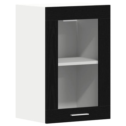 vidaXL Hanging Glass Cabinet Black Oak 40x31x60 cm Engineered Wood