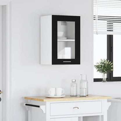 vidaXL Hanging Glass Cabinet Black Oak 40x31x60 cm Engineered Wood