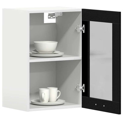 vidaXL Hanging Glass Cabinet Black Oak 40x31x60 cm Engineered Wood