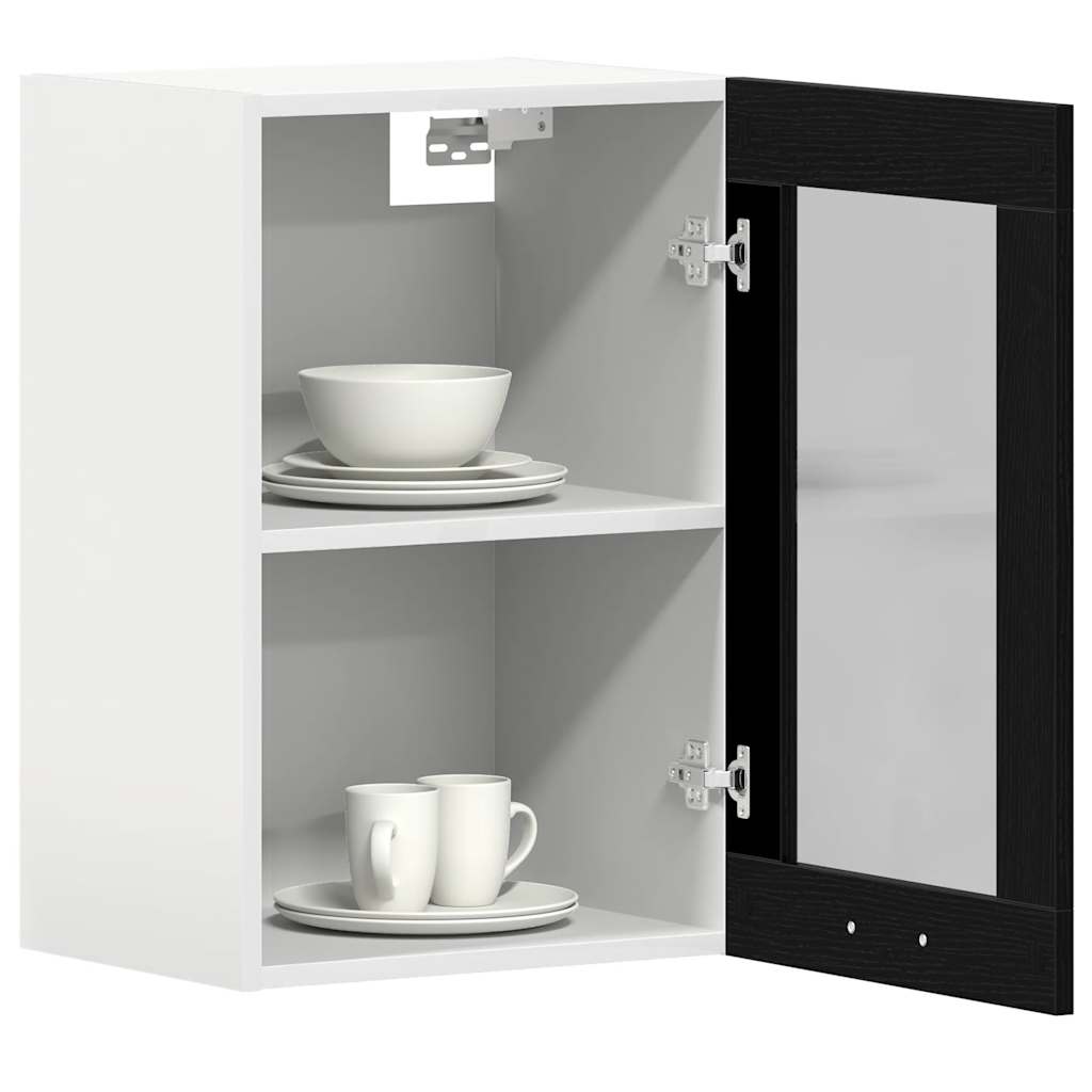 vidaXL Hanging Glass Cabinet Black Oak 40x31x60 cm Engineered Wood