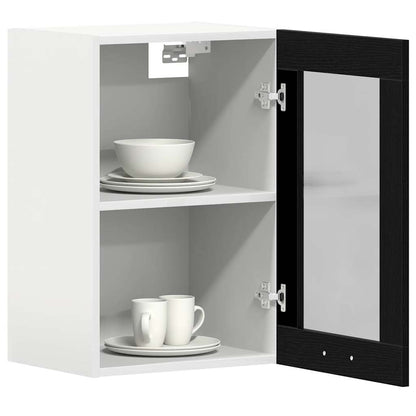 vidaXL Hanging Glass Cabinet Black Oak 40x31x60 cm Engineered Wood