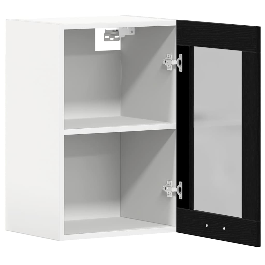 vidaXL Hanging Glass Cabinet Black Oak 40x31x60 cm Engineered Wood