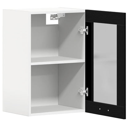 vidaXL Hanging Glass Cabinet Black Oak 40x31x60 cm Engineered Wood