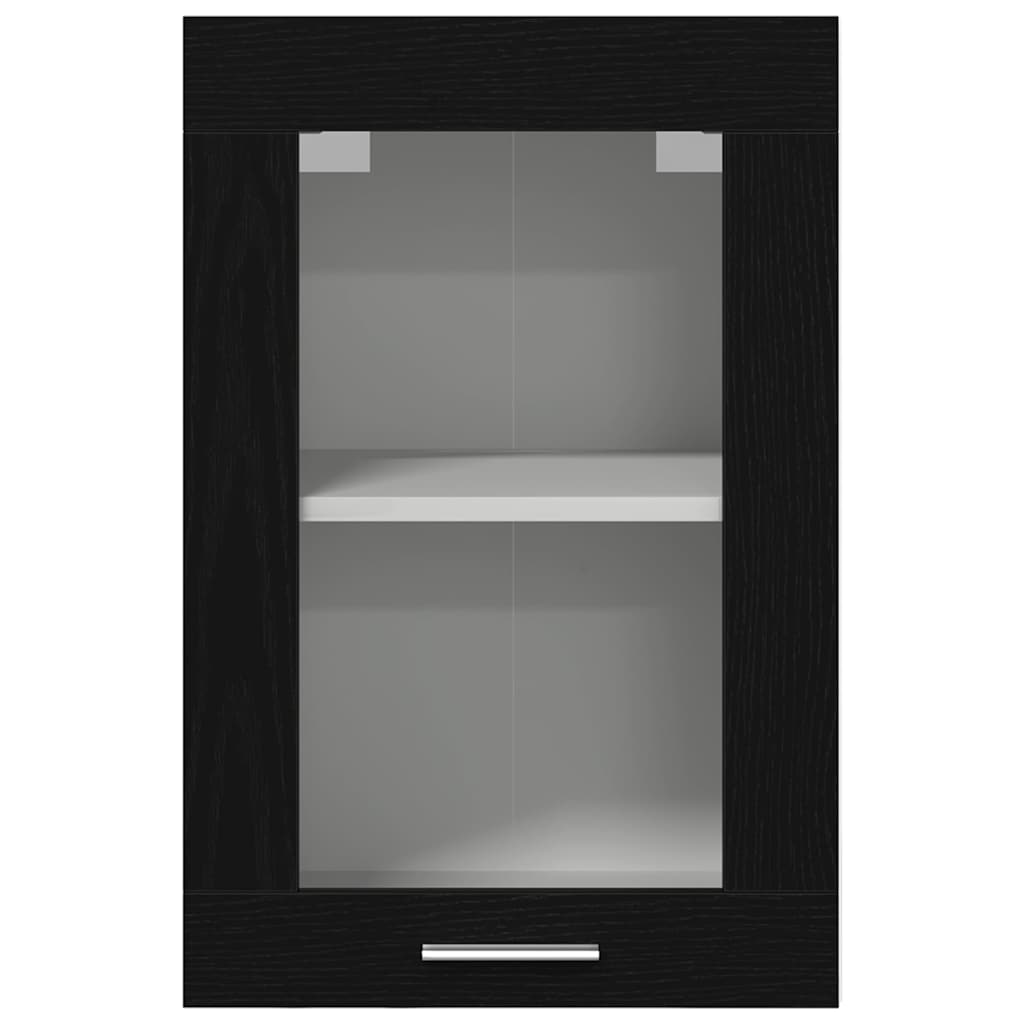 vidaXL Hanging Glass Cabinet Black Oak 40x31x60 cm Engineered Wood