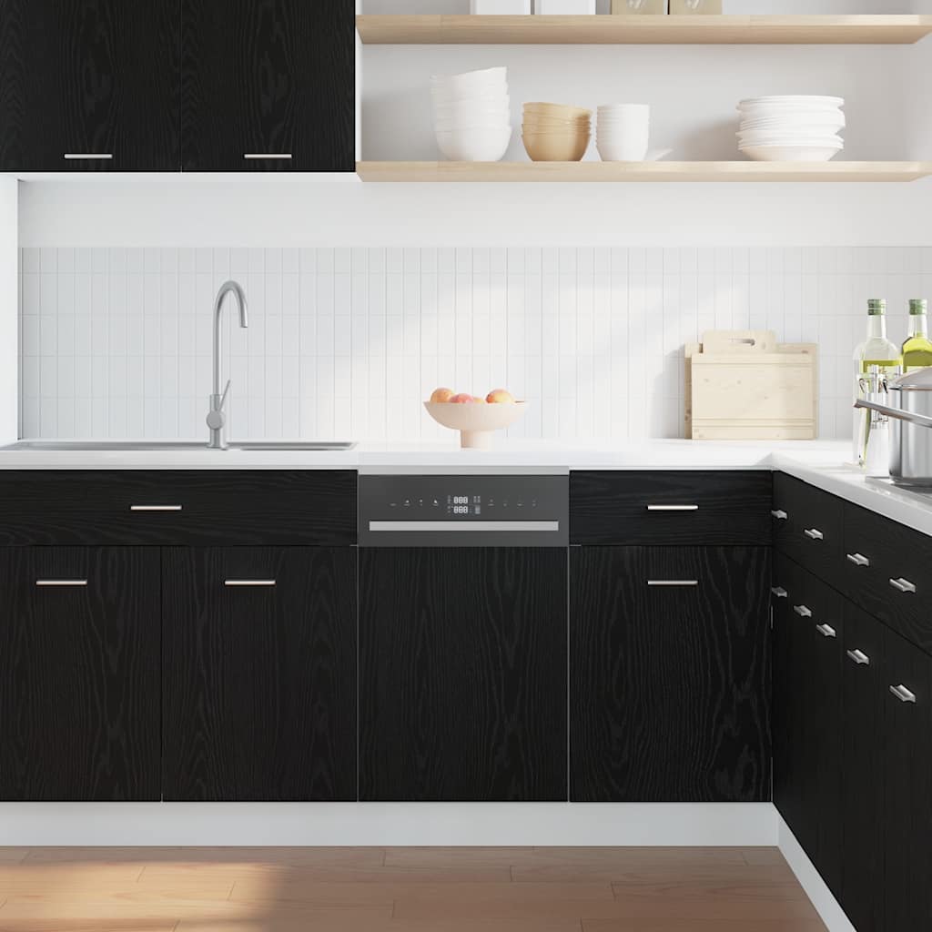 vidaXL Dishwasher Panel Lyon Black Oak 45x1.5x67 cm Engineered Wood