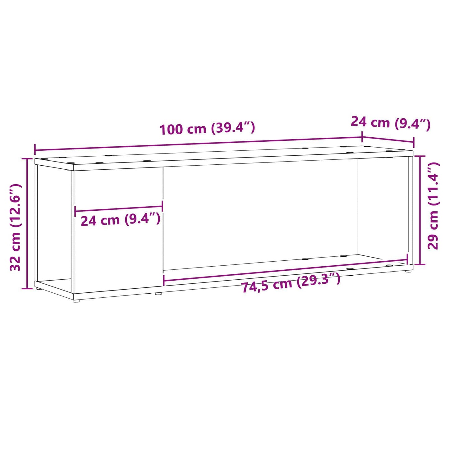 vidaXL TV Cabinet Set Black 100 x 24 x 63 cm Engineered Wood