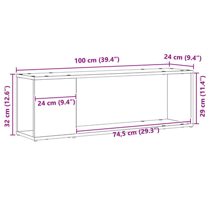 vidaXL TV Cabinet Set 100 x 24 x 63 cm Black Engineered Wood