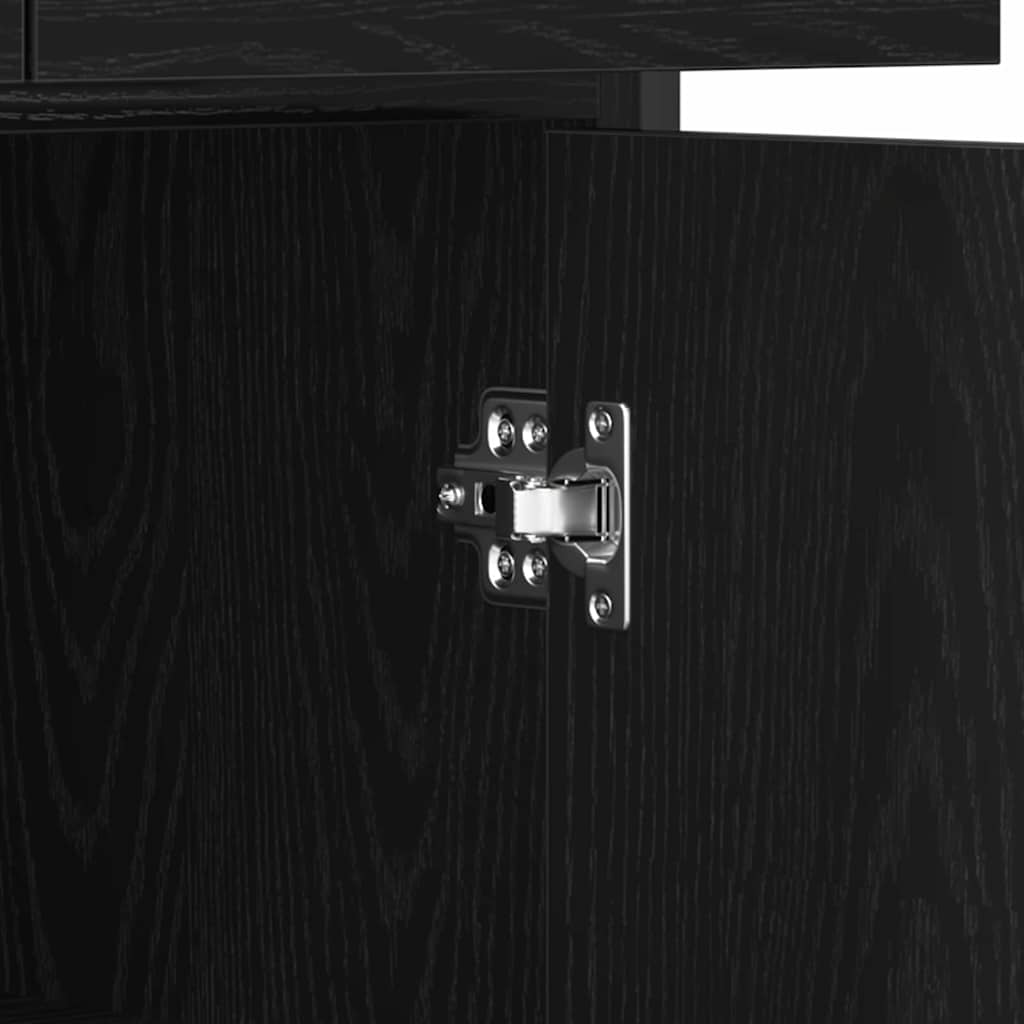 vidaXL Sideboard with Drawer Black Oak 70 x 30 x 80 cm Engineered Wood