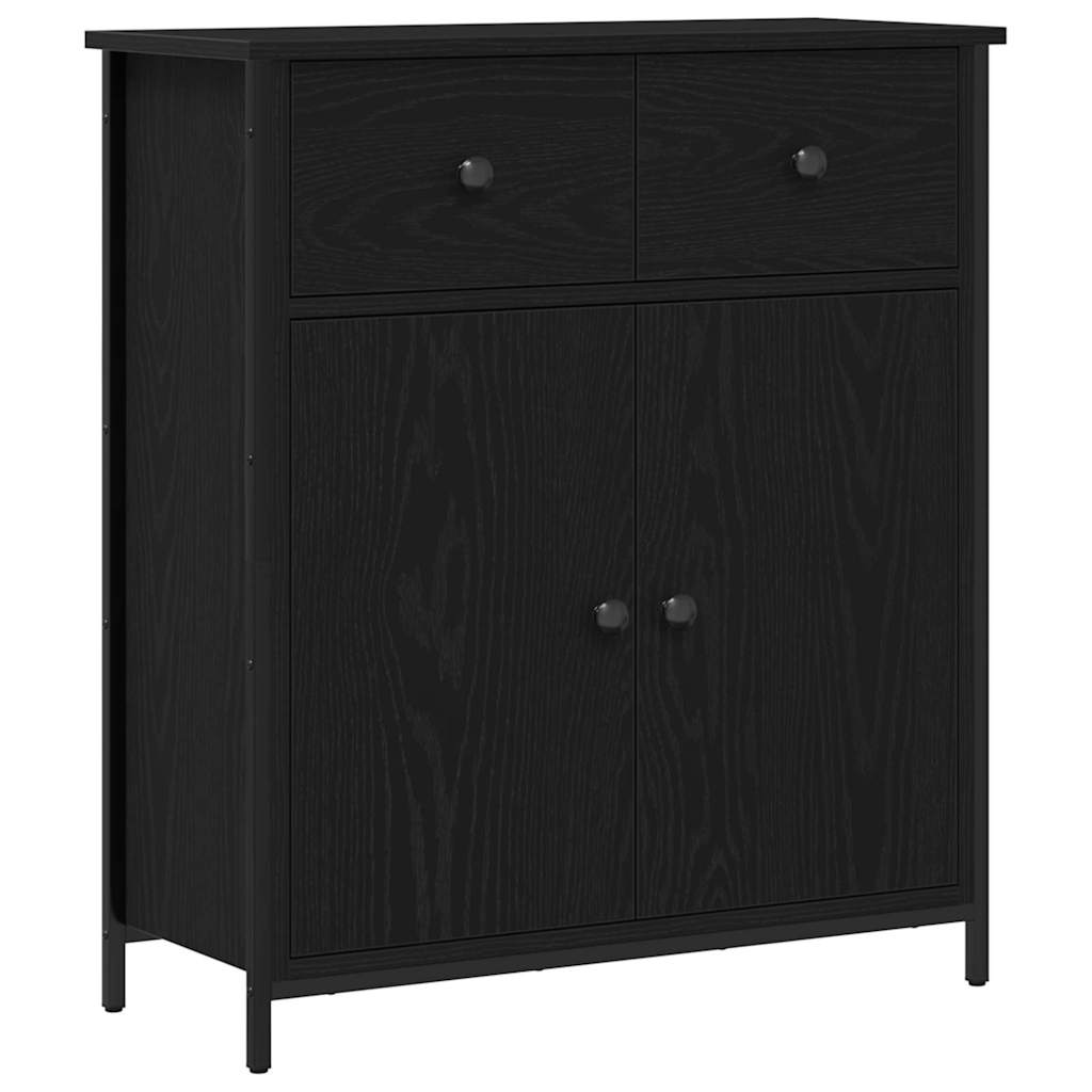 vidaXL Sideboard with Drawer Black Oak 70 x 30 x 80 cm Engineered Wood
