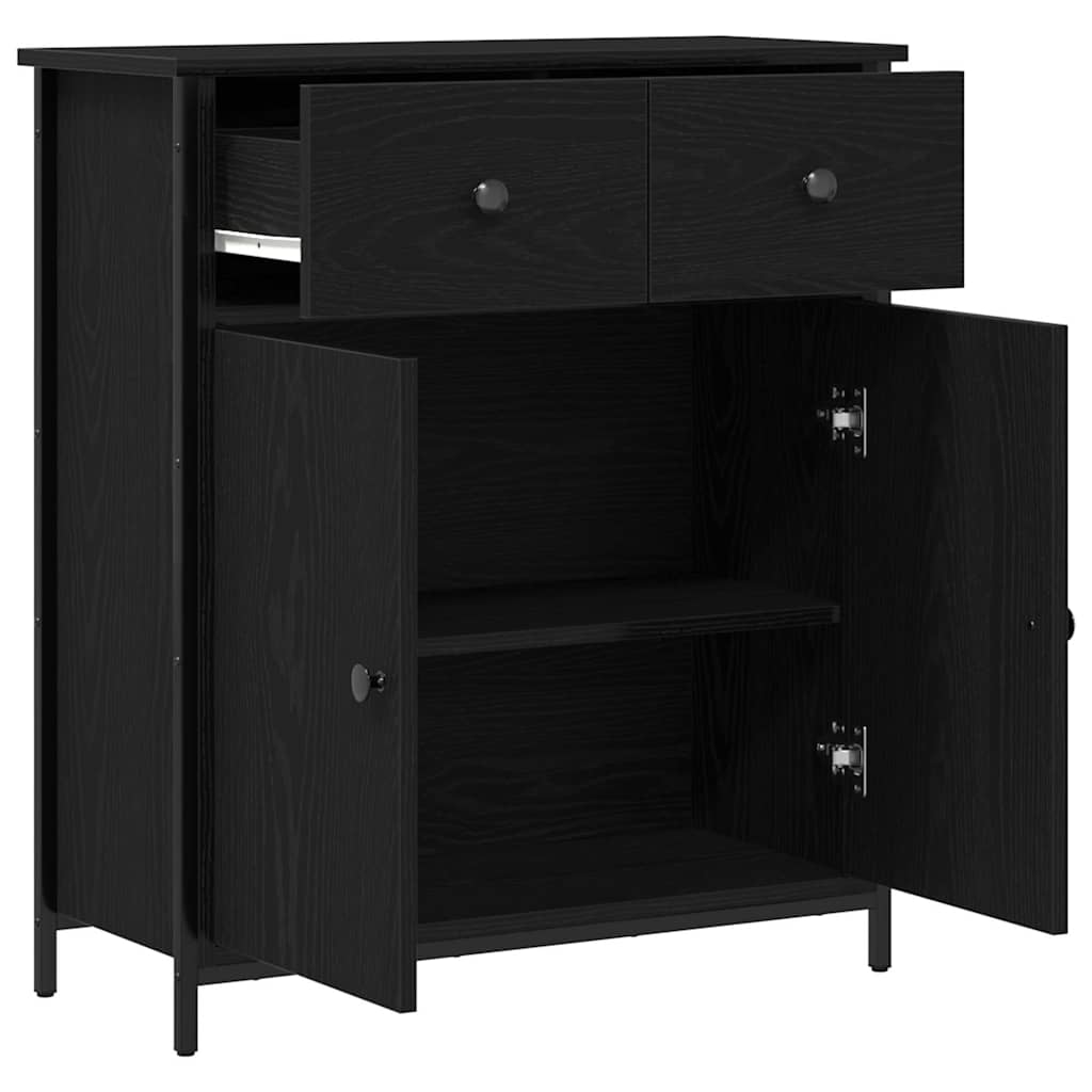 vidaXL Sideboard with Drawer Black Oak 70 x 30 x 80 cm Engineered Wood