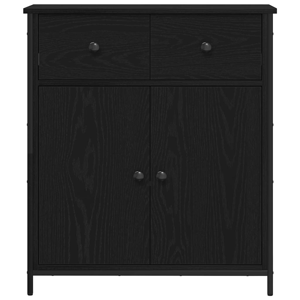 vidaXL Sideboard with Drawer Black Oak 70 x 30 x 80 cm Engineered Wood