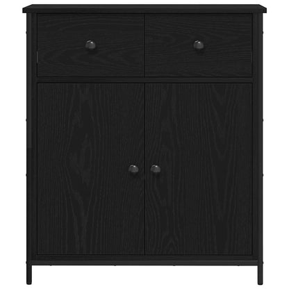 vidaXL Sideboard with Drawer Black Oak 70 x 30 x 80 cm Engineered Wood