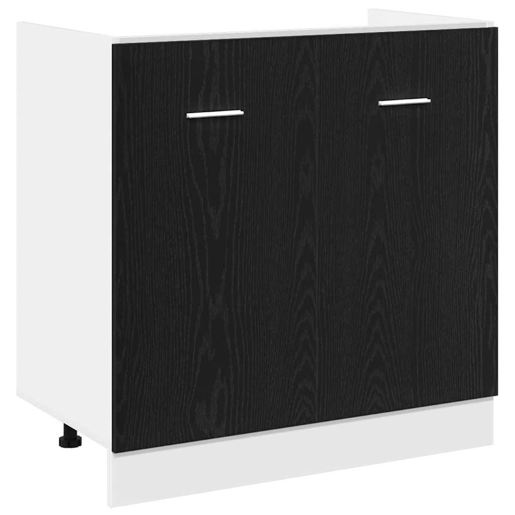 vidaXL Sink Bottom Cabinet Black Oak 80x46x81,5 cm Engineered Wood
