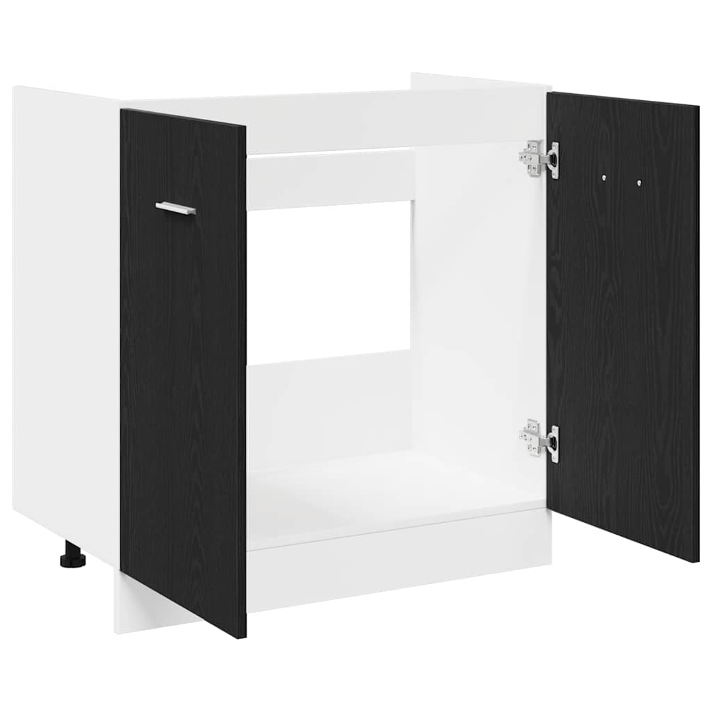 vidaXL Sink Bottom Cabinet Black Oak 80x46x81,5 cm Engineered Wood