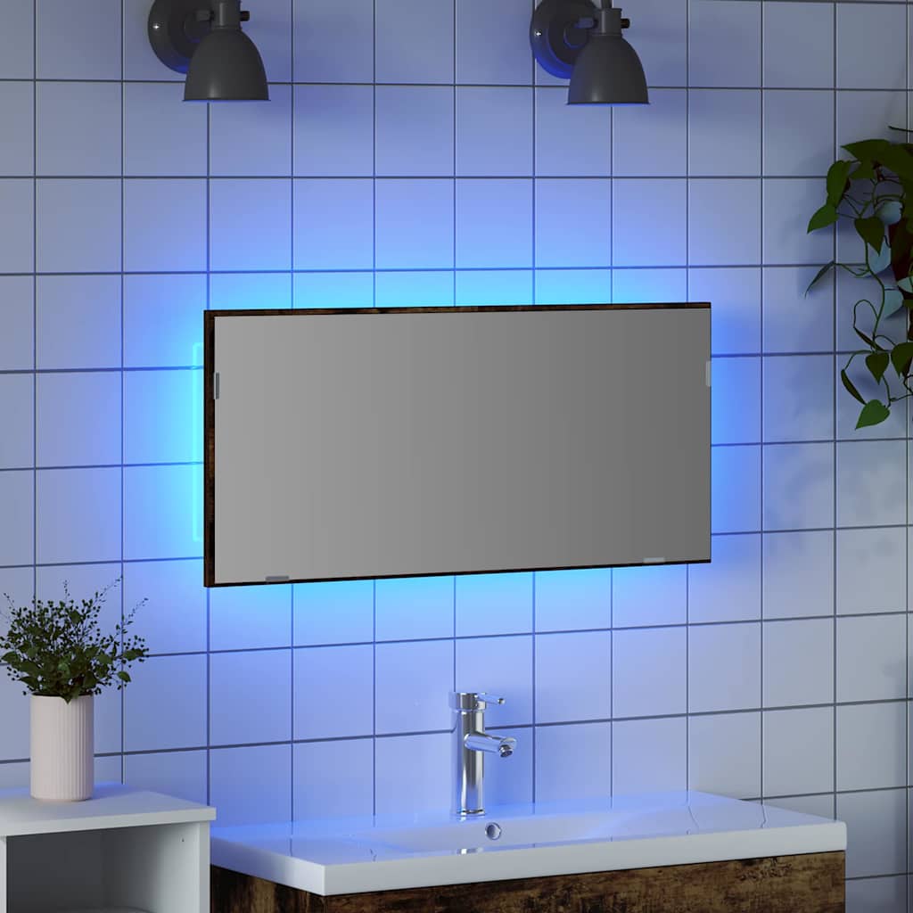 vidaXL Mirror Wall-mounted Brown 80 x 37 cm Glass and Engineered Wood