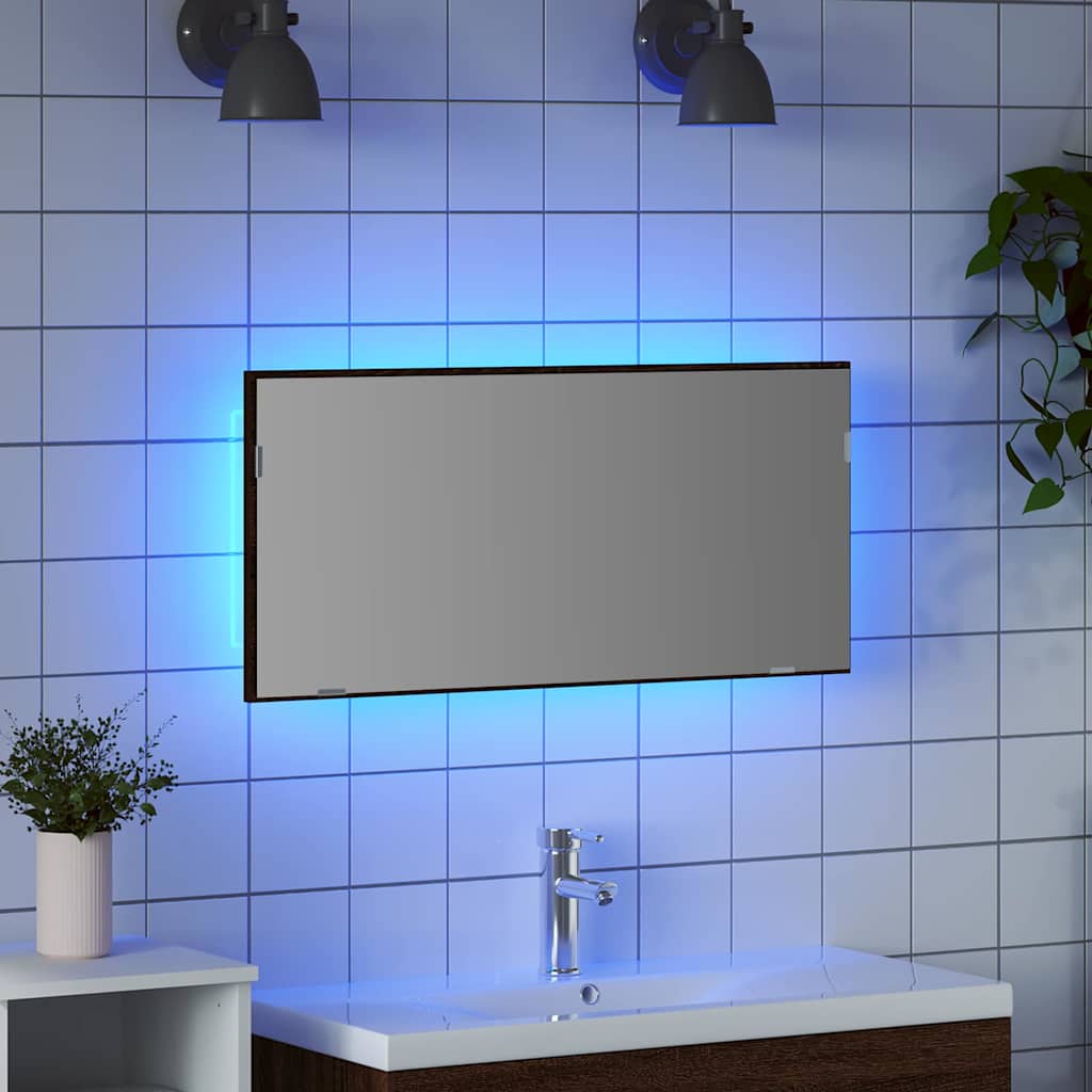 vidaXL Mirror Brown oak 80 x 37 cm Glass and Engineered Wood