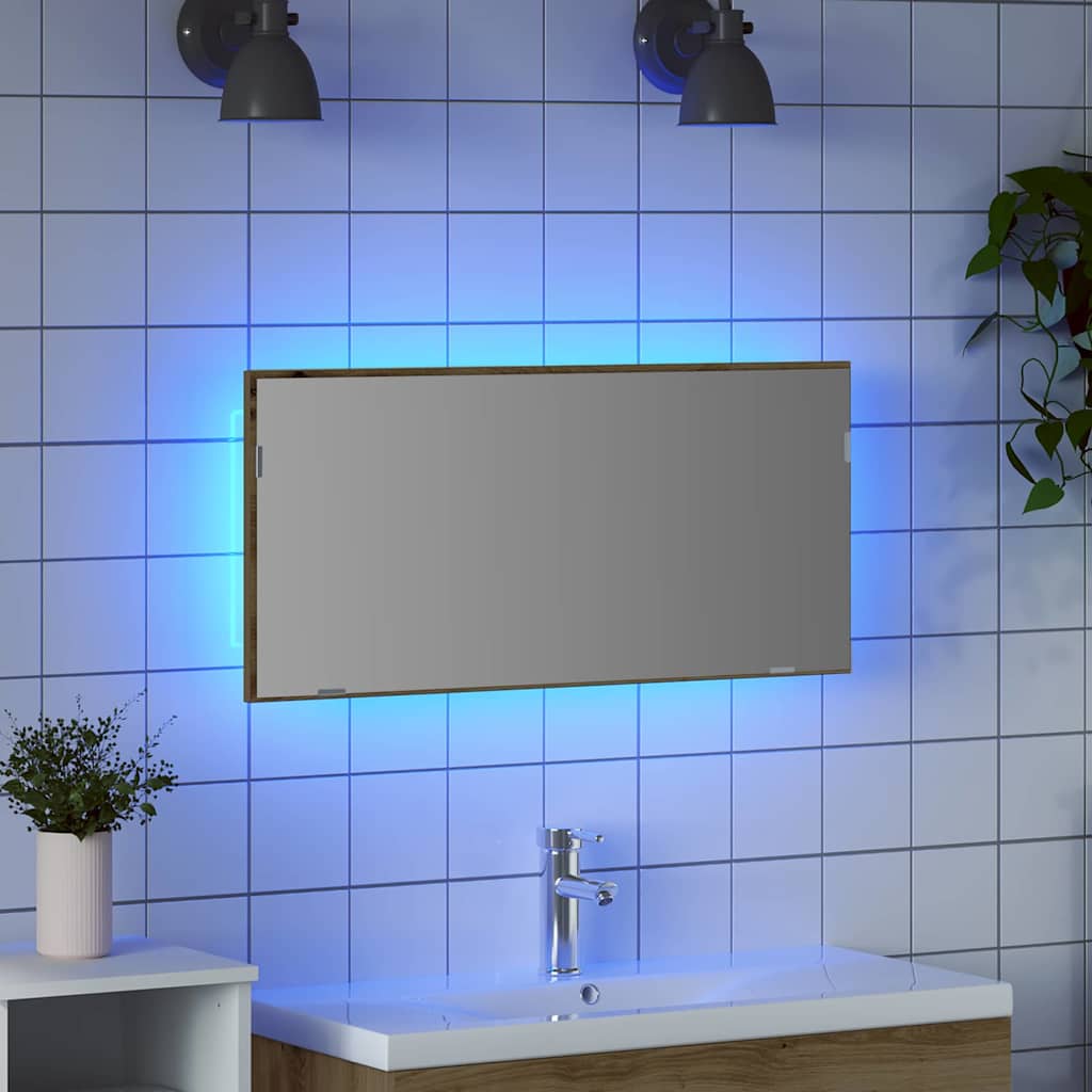 vidaXL Mirror Artisan oak 80 x 37 cm Glass and Engineered Wood