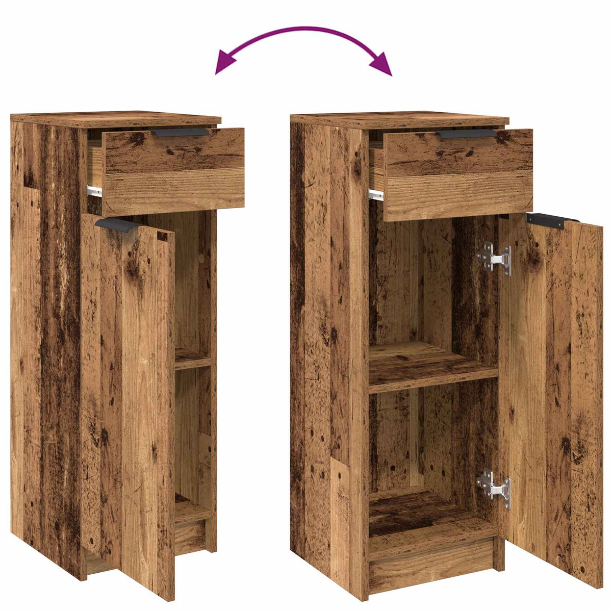 vidaXL Bathroom Cabinet Old wood 32 x 34 x 90 cm Engineered wood