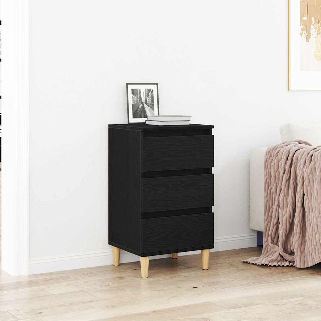 vidaXL Bedside Cabinet Black Oak 40 x 35 x 70 cm Engineered Wood