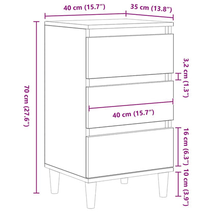vidaXL Bedside Cabinet Black Oak 40 x 35 x 70 cm Engineered Wood