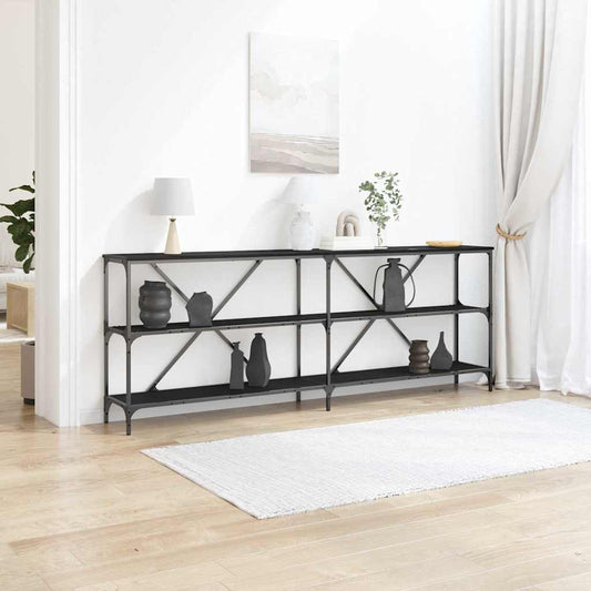vidaXL Console Table Black Oak 200 x 30 x 75 cm Engineered Wood