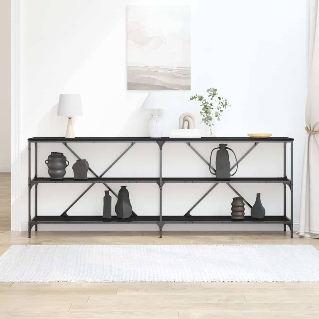 vidaXL Console Table Black Oak 200 x 30 x 75 cm Engineered Wood