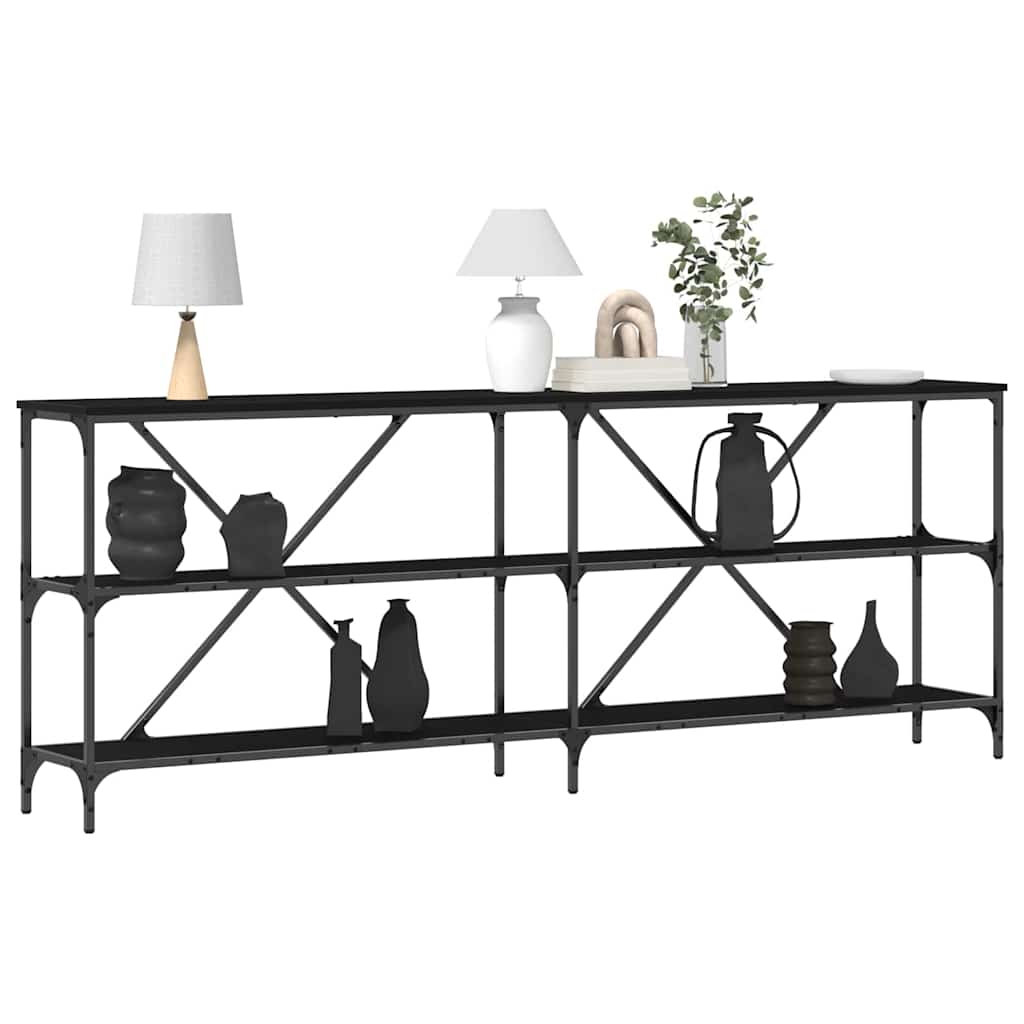 vidaXL Console Table Black Oak 200 x 30 x 75 cm Engineered Wood