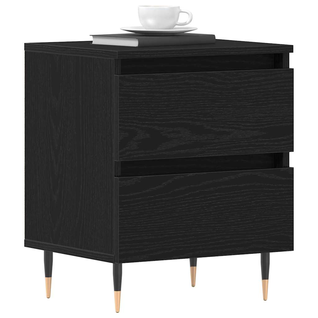 vidaXL Bedside Cabinet Black Oak 40 x 35 x 50 cm Engineered Wood