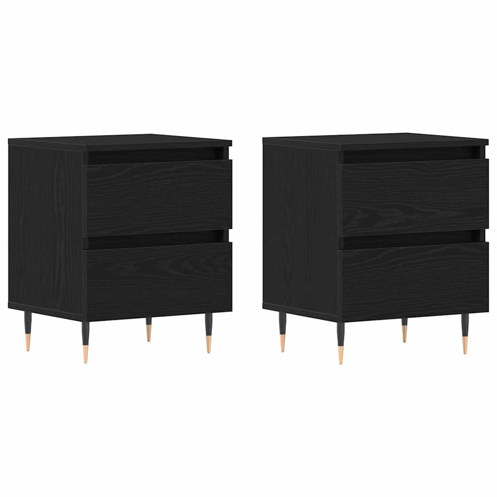 vidaXL Bedside Cabinet 2 pcs Black Oak 40 x 35 x 50 cm Engineered Wood