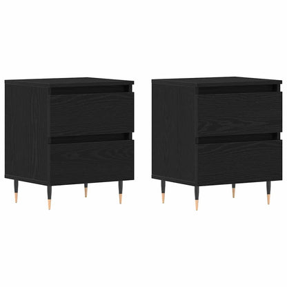 vidaXL Bedside Cabinet 2 pcs Black Oak 40 x 35 x 50 cm Engineered Wood