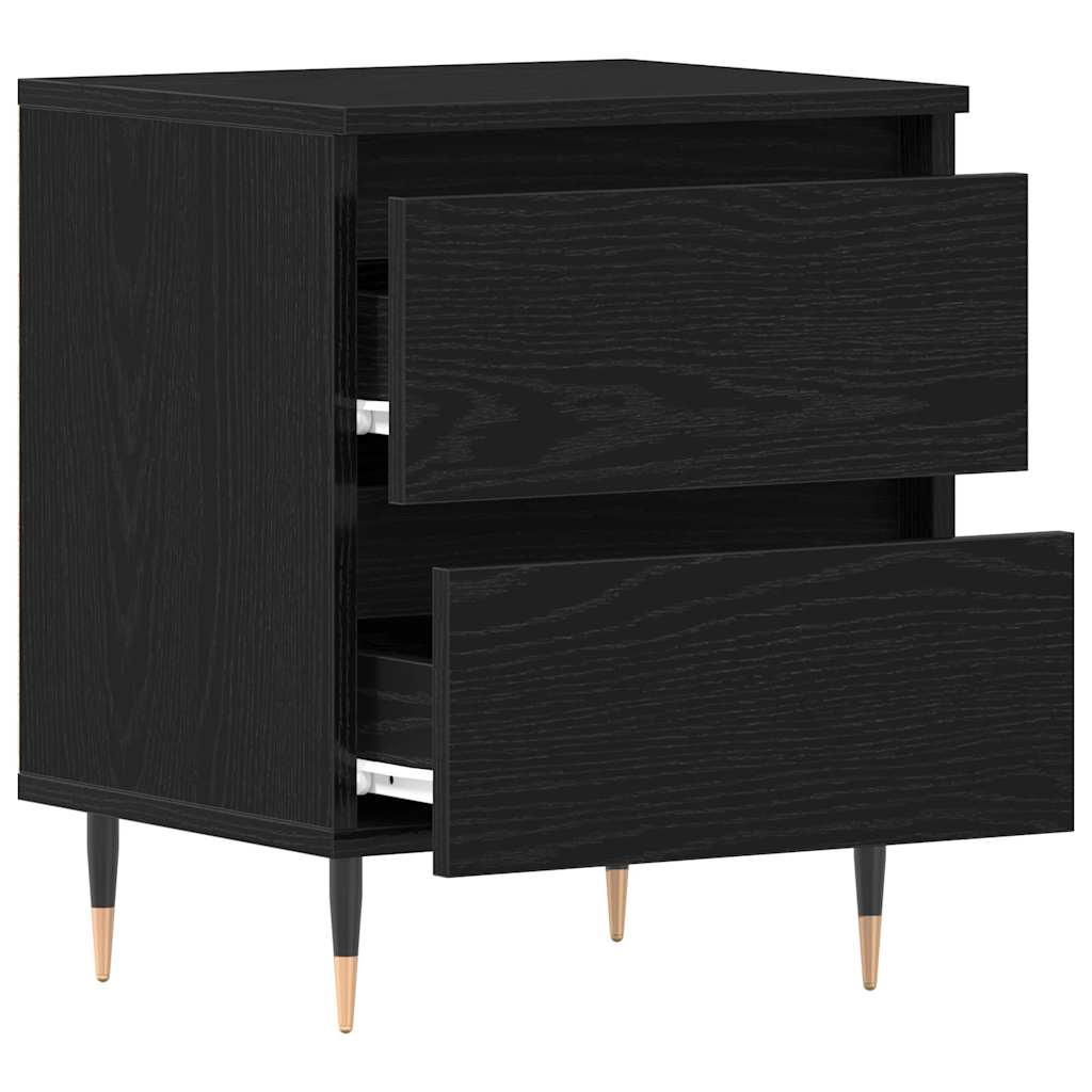 vidaXL Bedside Cabinet 2 pcs Black Oak 40 x 35 x 50 cm Engineered Wood