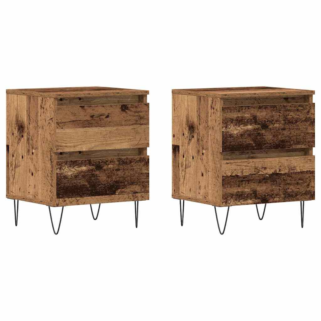 vidaXL Bedside Cabinet 2 pcs Old wood 40 x 35 x 50 cm Engineered Wood