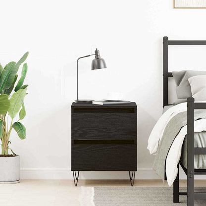 vidaXL Bedside Cabinet Black oak 40 x 35 x 50 cm Engineered Wood