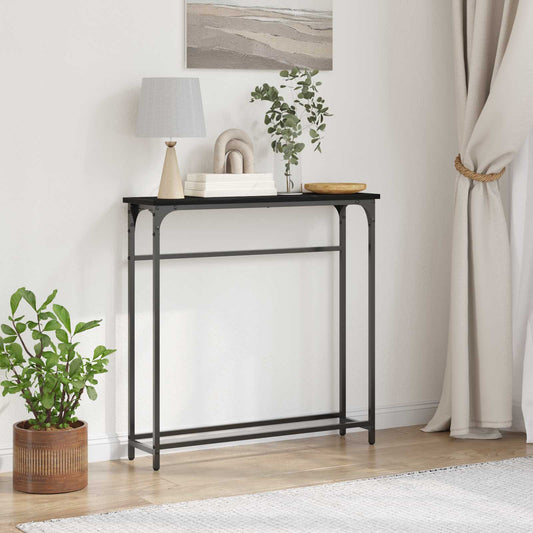 vidaXL Console Table Black Oak 75 x 19.5 x 75 cm Engineered Wood
