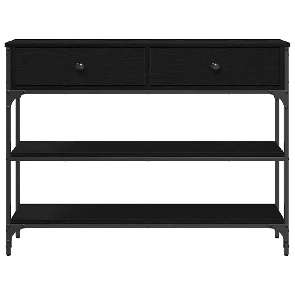 vidaXL Console Table Black Oak 100 x 25 x 75 cm Engineered Wood