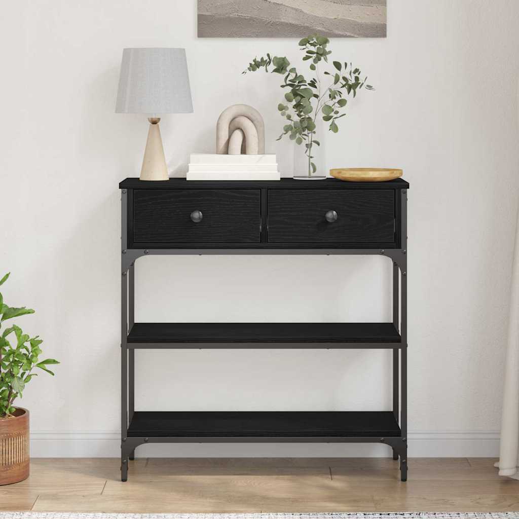 vidaXL Console Table Black Oak 72.5 x 25 x 75 cm Engineered Wood