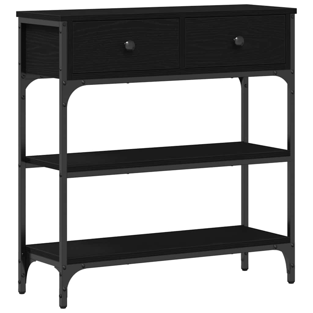 vidaXL Console Table Black Oak 72.5 x 25 x 75 cm Engineered Wood