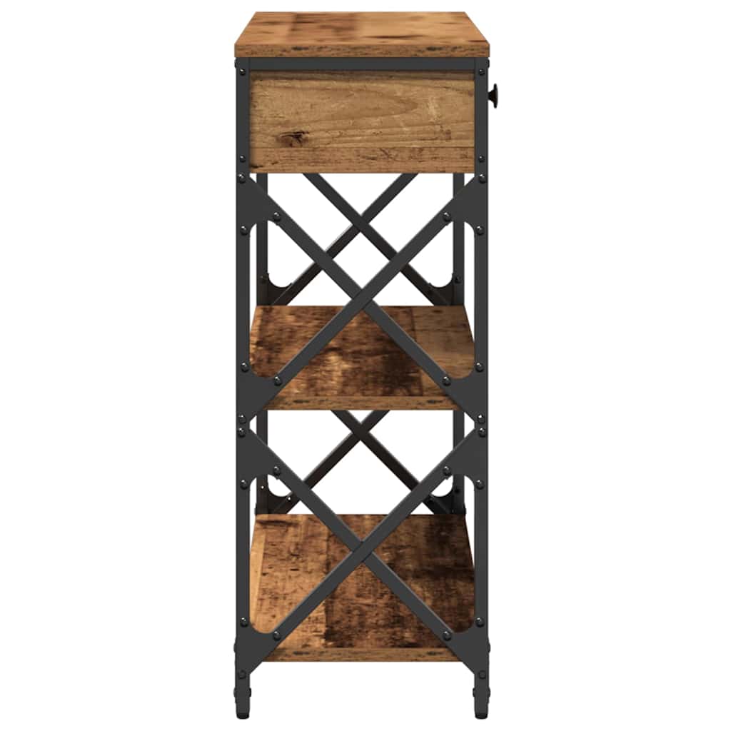 vidaXL Console Table with Drawer with Shelf Old wood 75 x 28 x 75 cm