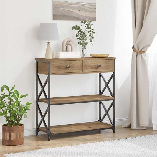 vidaXL Console Table Artisan oak 75 x 28 x 75 cm