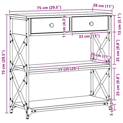 vidaXL Console Table with Drawer Artisan oak 75 x 28 x 75 cm
