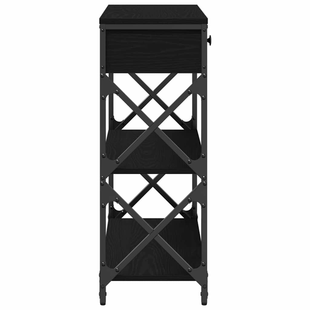 vidaXL Console Table with Drawer with Shelf Black oak 75 x 28 x 75 cm