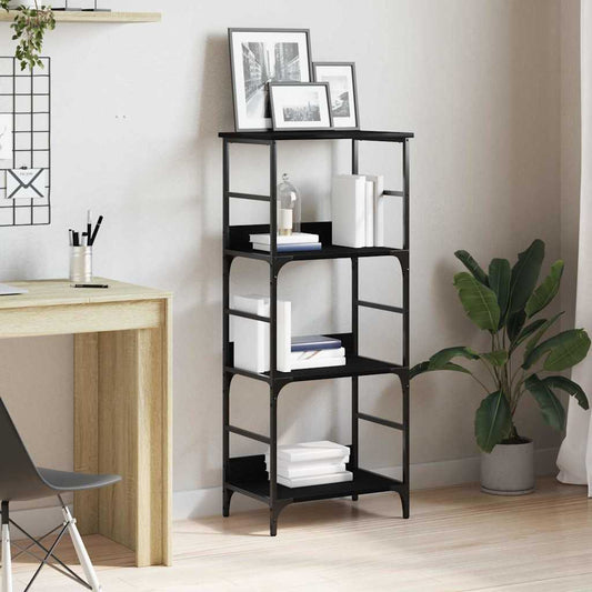 vidaXL Bookshelf 3-Tier 50 x 33 x 117.5 cm Engineered Wood Black Oak