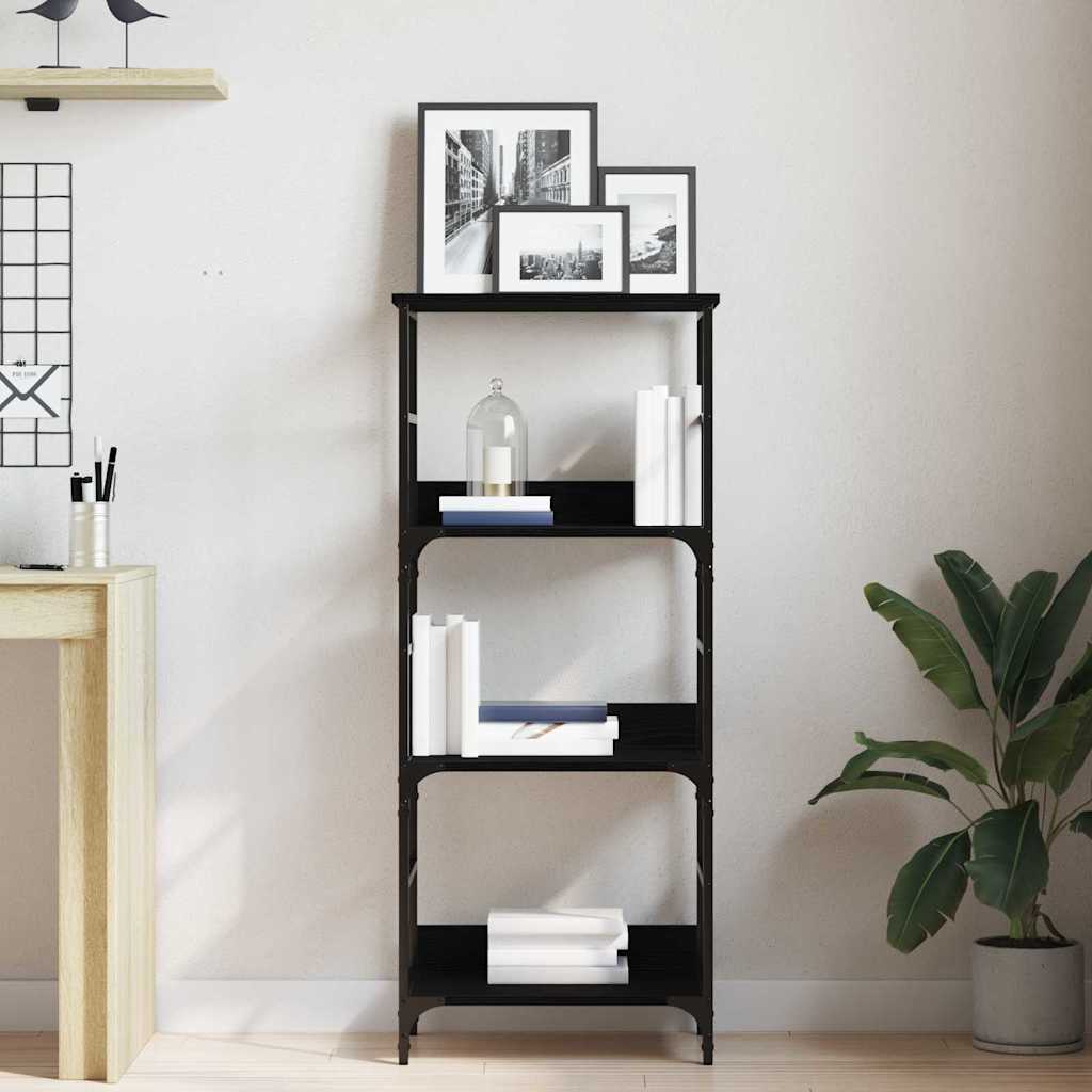 vidaXL Bookshelf 3-Tier 50 x 33 x 117.5 cm Engineered Wood Black Oak