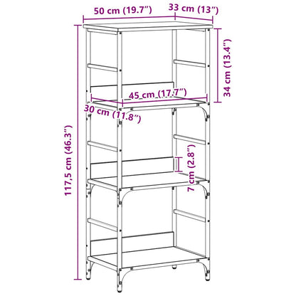 vidaXL Bookshelf Black Oak 50 x 33 x 117.5 cm Engineered Wood