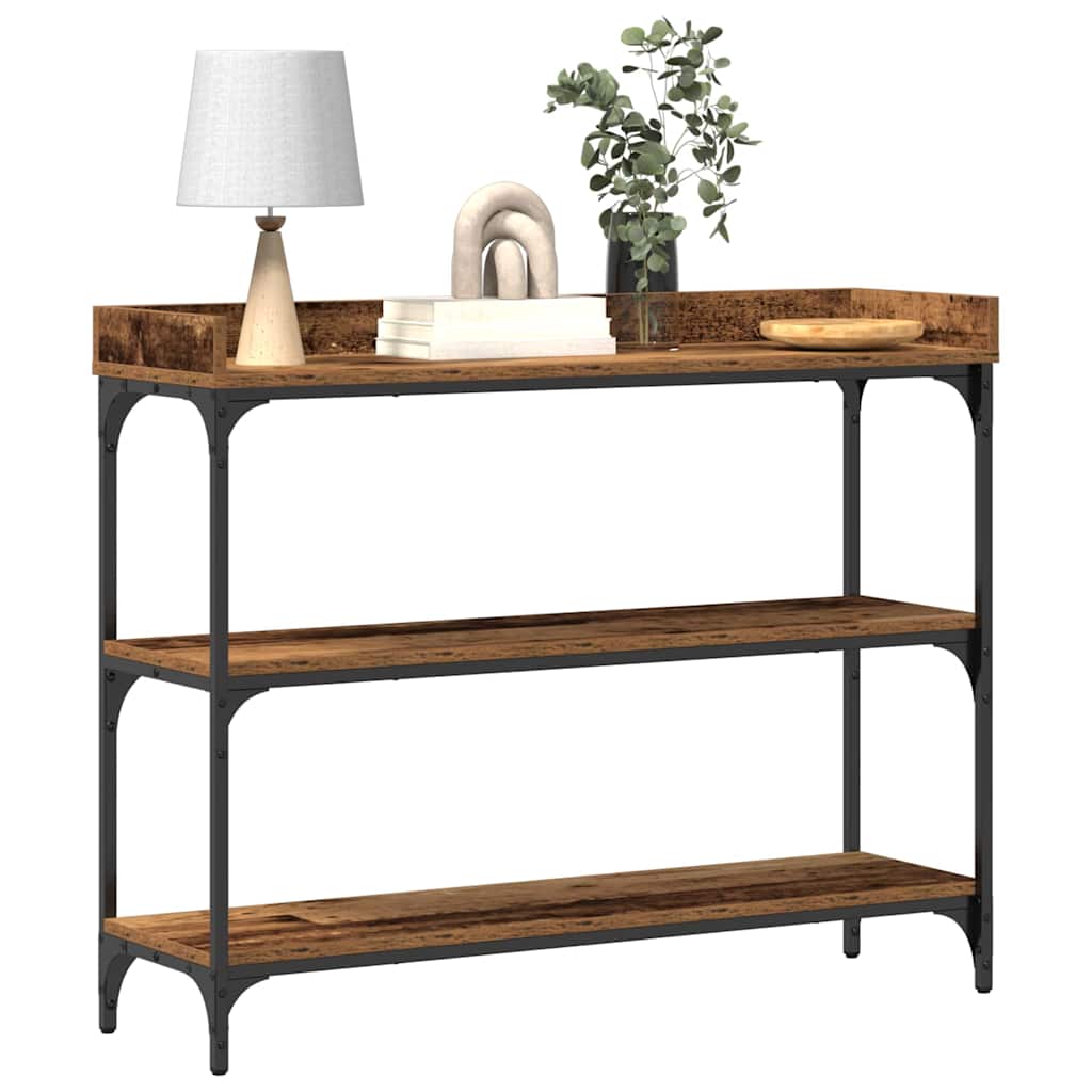 vidaXL Console Table with Shelf with Storage Old wood 100 x 30 x 80 cm
