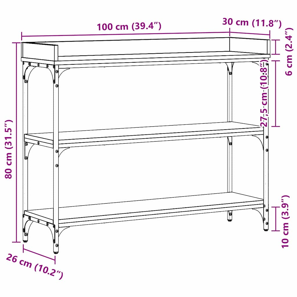vidaXL Console Table with Shelf with Storage Old wood 100 x 30 x 80 cm