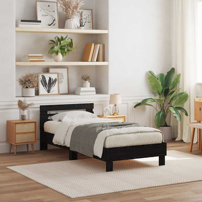 vidaXL Bed Frame with LED Black Oak 100 x 200 cm Engineered Wood