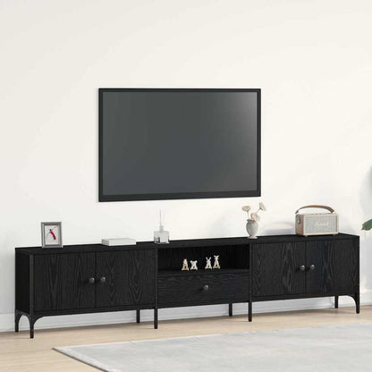 vidaXL TV Cabinet 200 x 25 x 44 cm Black oak Engineered wood