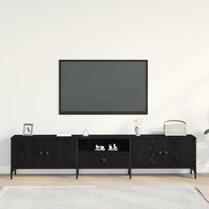 vidaXL TV Cabinet 200 x 25 x 44 cm Black oak Engineered wood