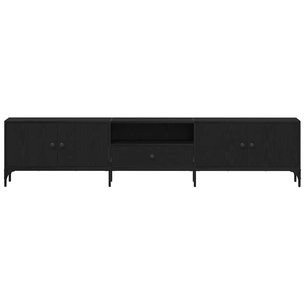 vidaXL TV Cabinet Black oak 200 x 25 x 44 cm Engineered wood
